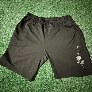 Elegant Black Athletic Shorts with Floral Embroidery